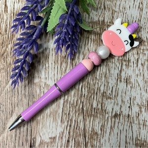 Writing Pen Beaded Silicone Women Gift Cow Custom Handmade Office Supplies